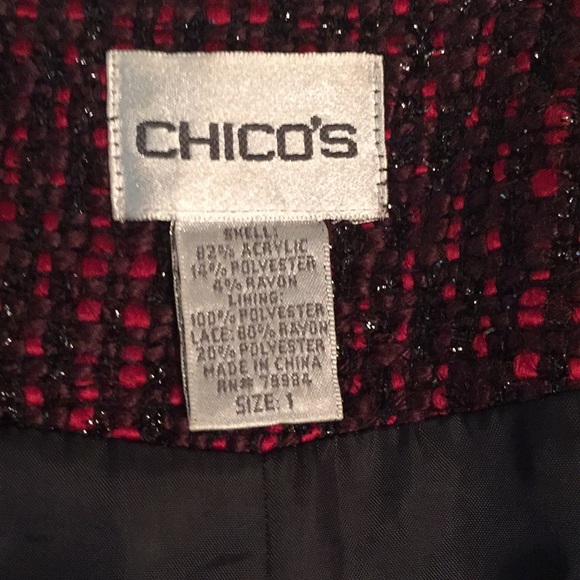 Chico’s Sparkle Tweed Fabric Blazer With Lace Collar - Picture 8 of 9